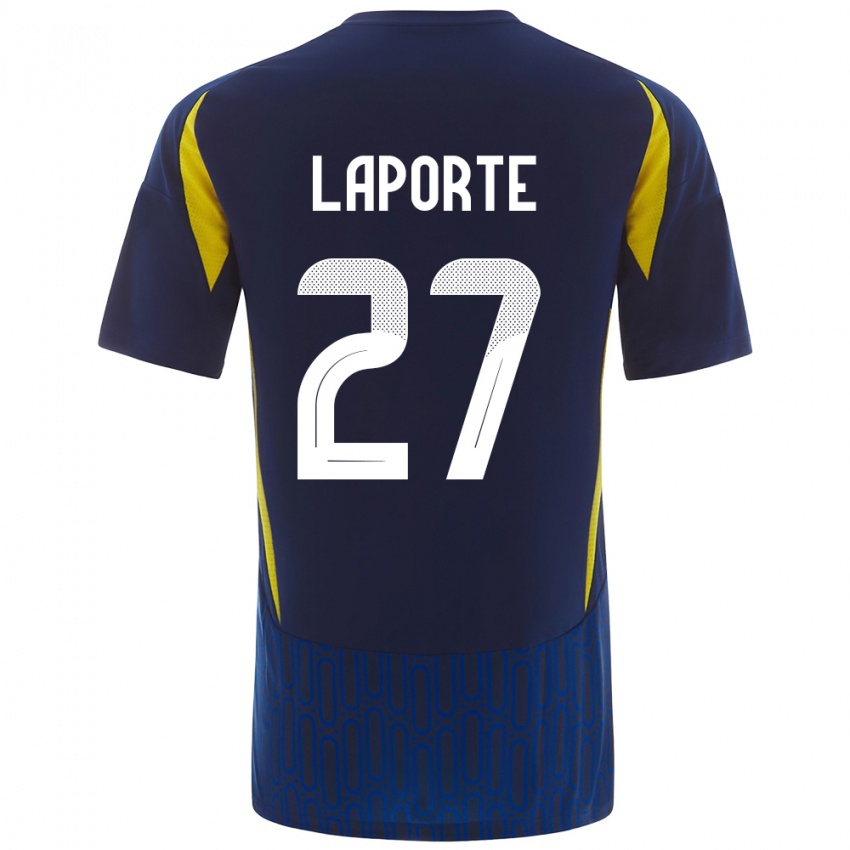 Børn Aymeric Laporte #27 Blå Gul Udebane Spillertrøjer 2024/25 Trøje T-Shirt