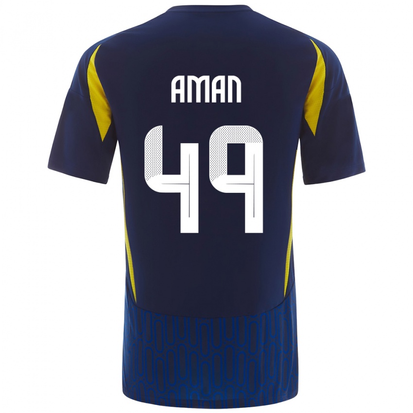 Børn Awad Aman #49 Blå Gul Udebane Spillertrøjer 2024/25 Trøje T-Shirt