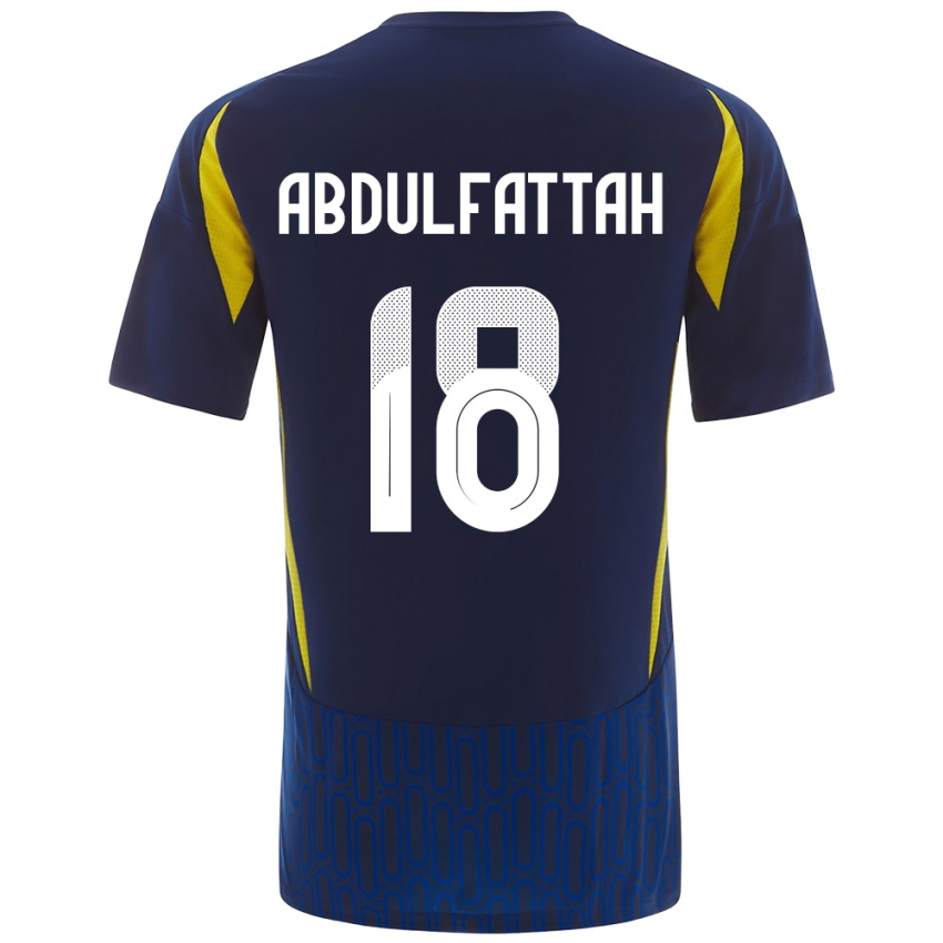 Børn Abdulfattah Adam #18 Blå Gul Udebane Spillertrøjer 2024/25 Trøje T-Shirt