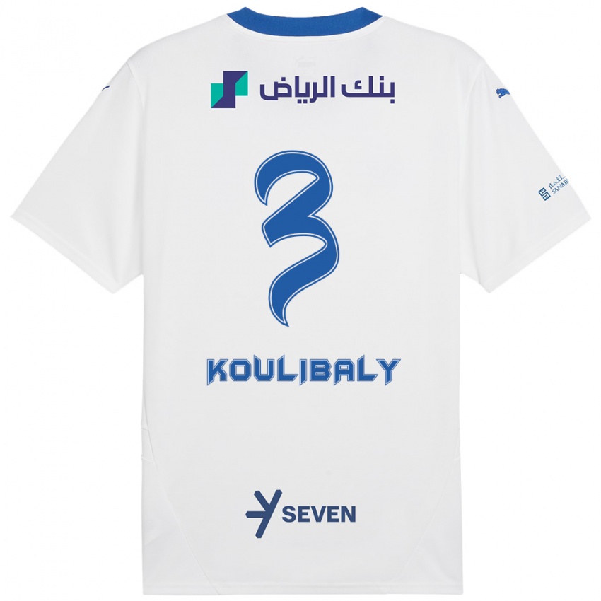 Børn Kalidou Koulibaly #3 Hvid Blå Udebane Spillertrøjer 2024/25 Trøje T-Shirt