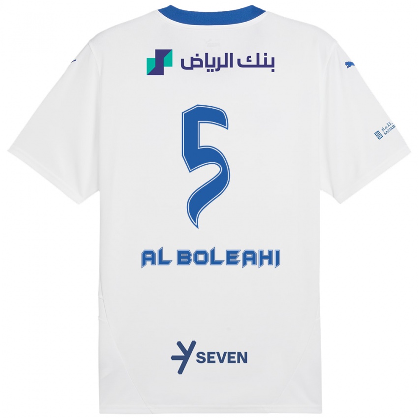 Børn Ali Al-Boleahi #5 Hvid Blå Udebane Spillertrøjer 2024/25 Trøje T-Shirt