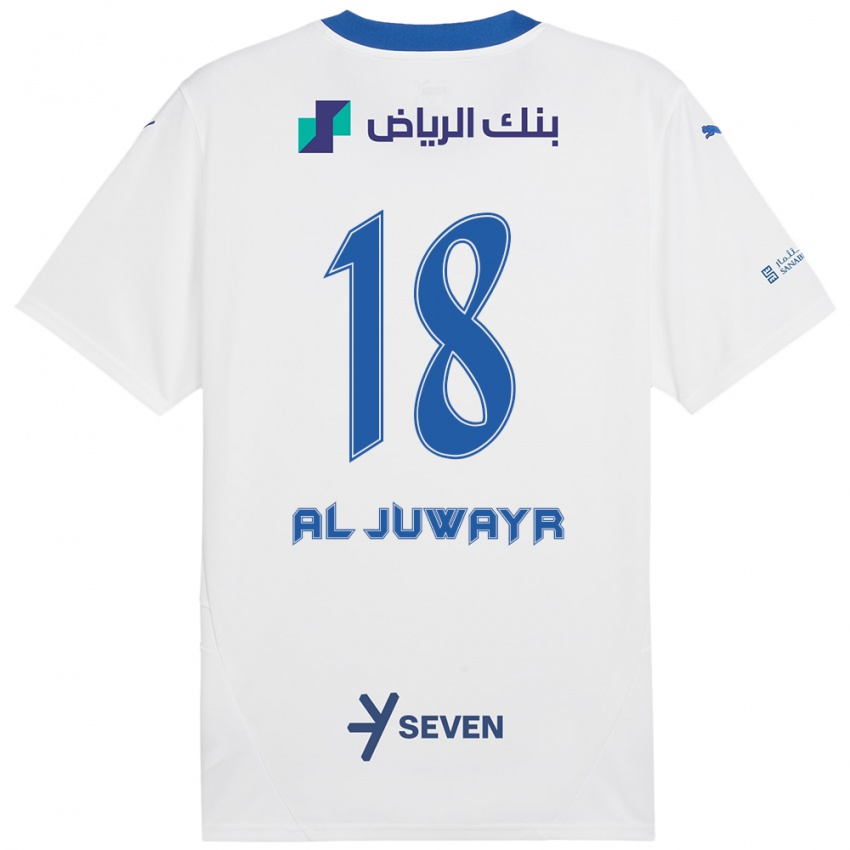 Børn Musab Al-Juwayr #18 Hvid Blå Udebane Spillertrøjer 2024/25 Trøje T-Shirt