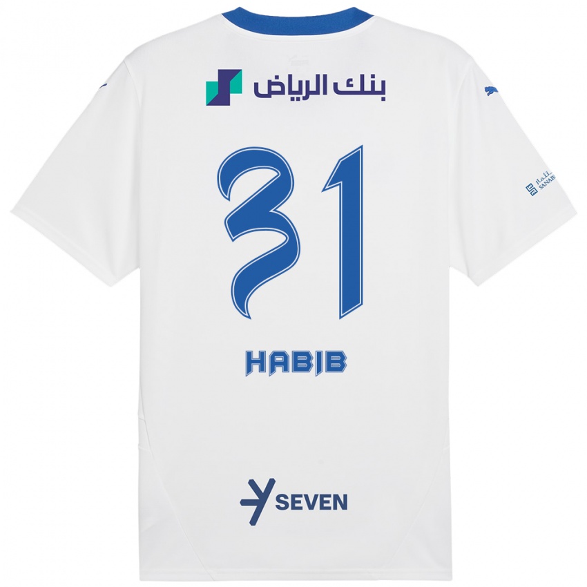 Børn Habib Al-Wutaian #31 Hvid Blå Udebane Spillertrøjer 2024/25 Trøje T-Shirt