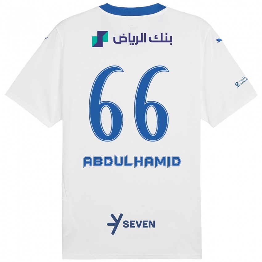 Børn Saud Abdulhamid #66 Hvid Blå Udebane Spillertrøjer 2024/25 Trøje T-Shirt