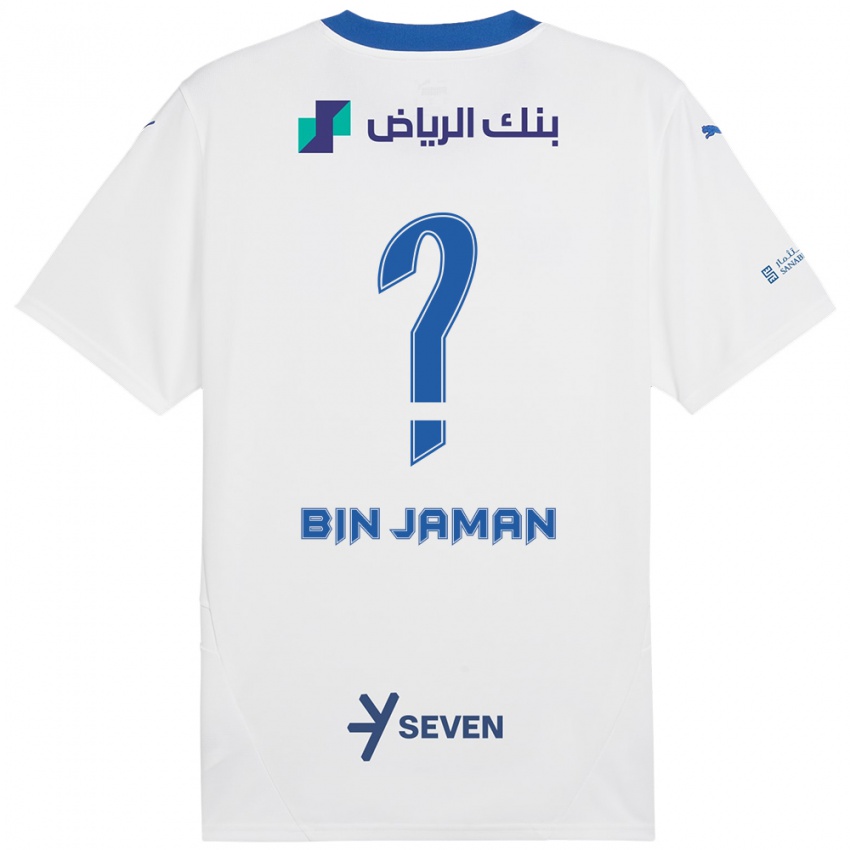 Børn Rakan Bin Jaman #0 Hvid Blå Udebane Spillertrøjer 2024/25 Trøje T-Shirt