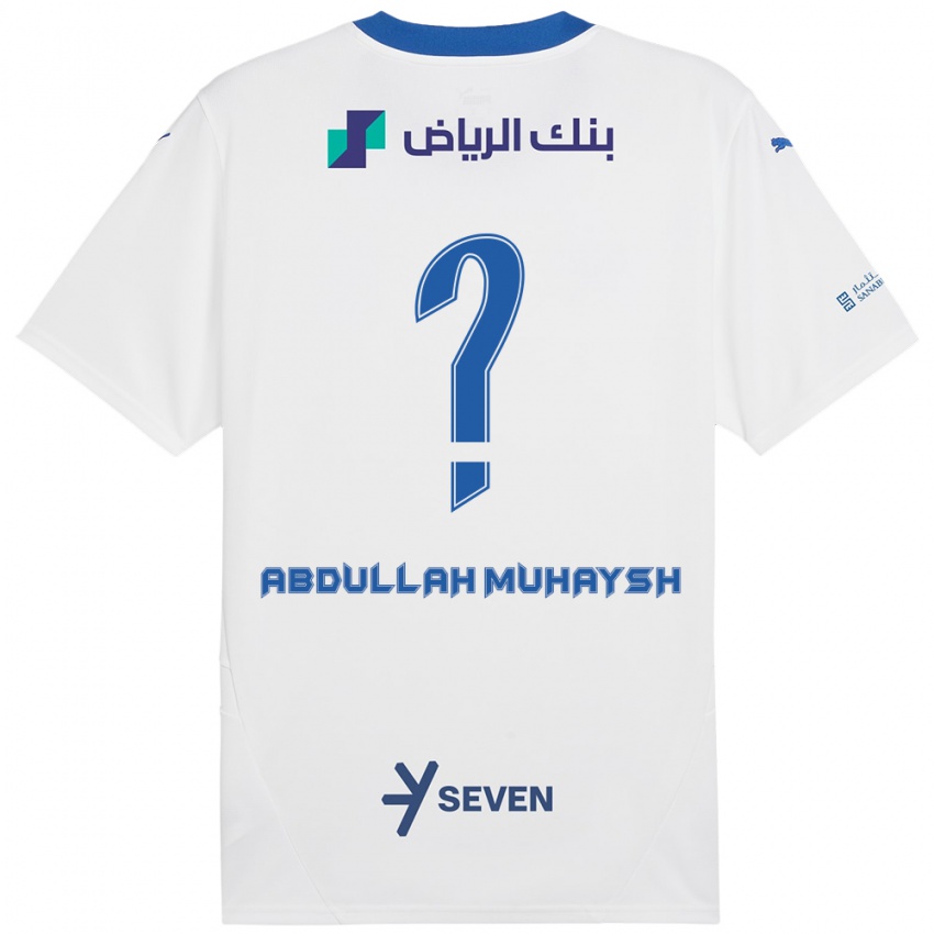 Børn Mohammed Abdullah Muhaysh #0 Hvid Blå Udebane Spillertrøjer 2024/25 Trøje T-Shirt