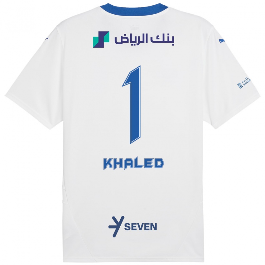 Børn Nawal Khaled #1 Hvid Blå Udebane Spillertrøjer 2024/25 Trøje T-Shirt