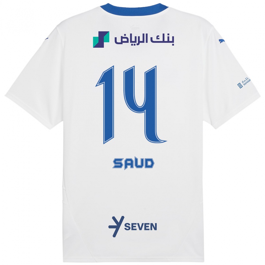 Børn Nouf Saud #14 Hvid Blå Udebane Spillertrøjer 2024/25 Trøje T-Shirt