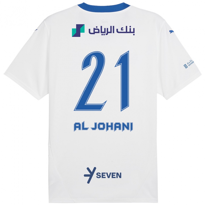 Børn Joury Al-Johani #21 Hvid Blå Udebane Spillertrøjer 2024/25 Trøje T-Shirt