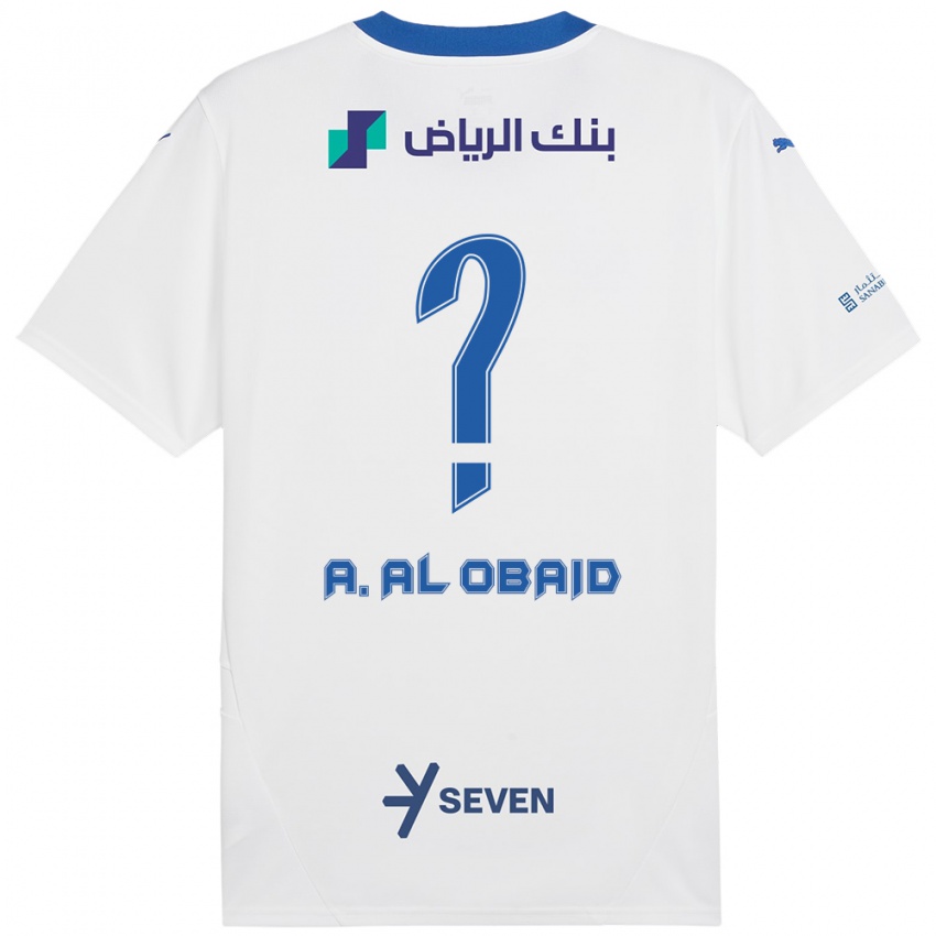 Børn Abdulrahman Al-Obaid #0 Hvid Blå Udebane Spillertrøjer 2024/25 Trøje T-Shirt