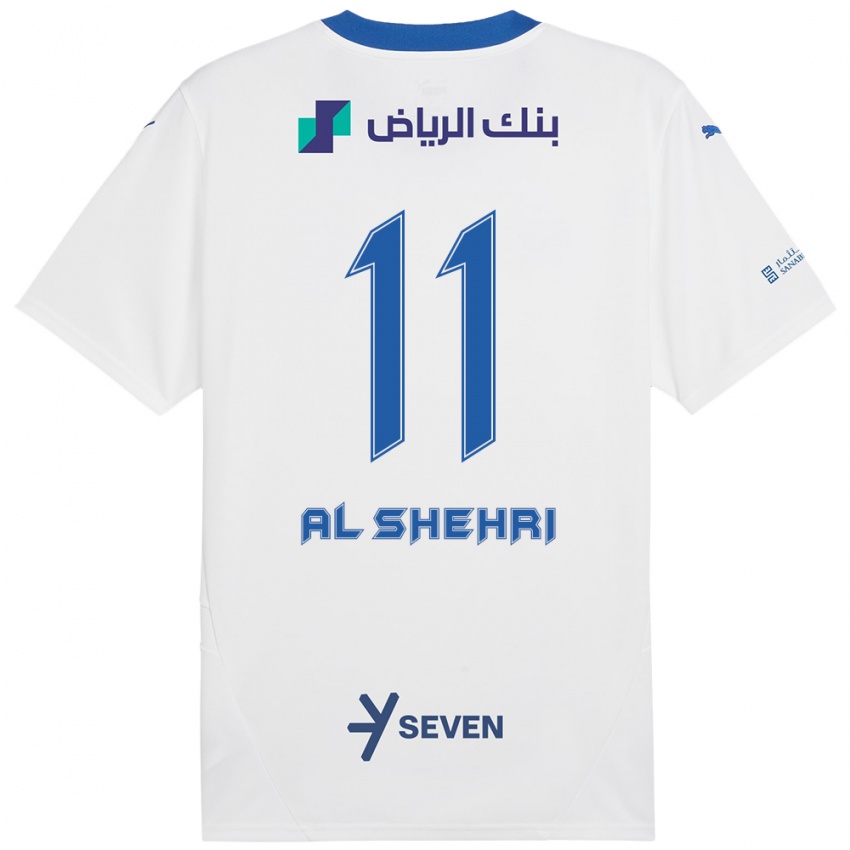 Børn Saleh Al-Shehri #11 Hvid Blå Udebane Spillertrøjer 2024/25 Trøje T-Shirt