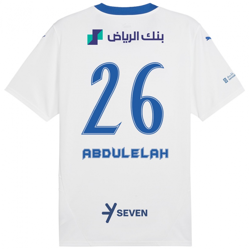 Børn Abdulelah Al-Malki #26 Hvid Blå Udebane Spillertrøjer 2024/25 Trøje T-Shirt