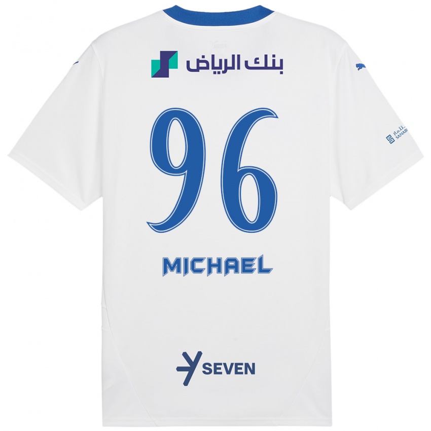 Børn Michael #96 Hvid Blå Udebane Spillertrøjer 2024/25 Trøje T-Shirt