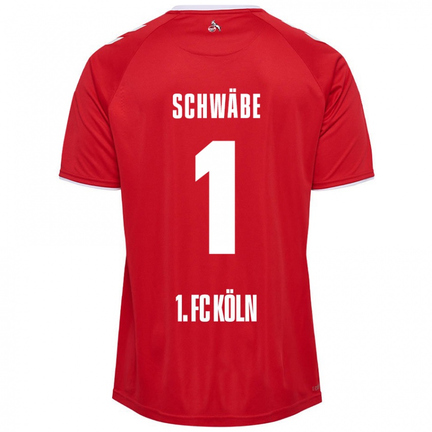 Børn Marvin Schwäbe #1 Rød Hvid Udebane Spillertrøjer 2024/25 Trøje T-Shirt