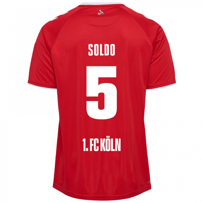 Børn Nikola Soldo #5 Rød Hvid Udebane Spillertrøjer 2024/25 Trøje T-Shirt