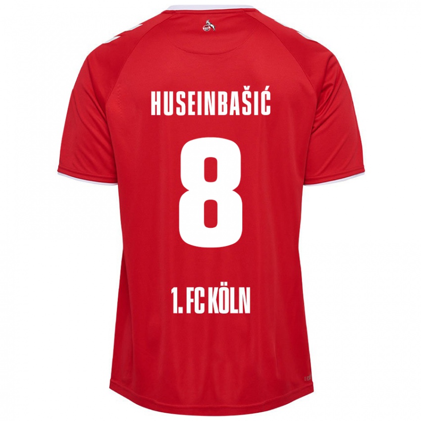 Børn Denis Huseinbasic #8 Rød Hvid Udebane Spillertrøjer 2024/25 Trøje T-Shirt