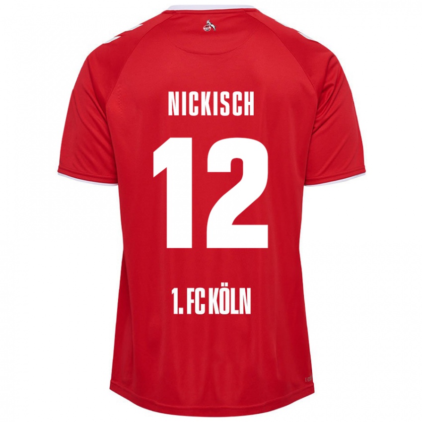 Børn Jonas Nickisch #12 Rød Hvid Udebane Spillertrøjer 2024/25 Trøje T-Shirt