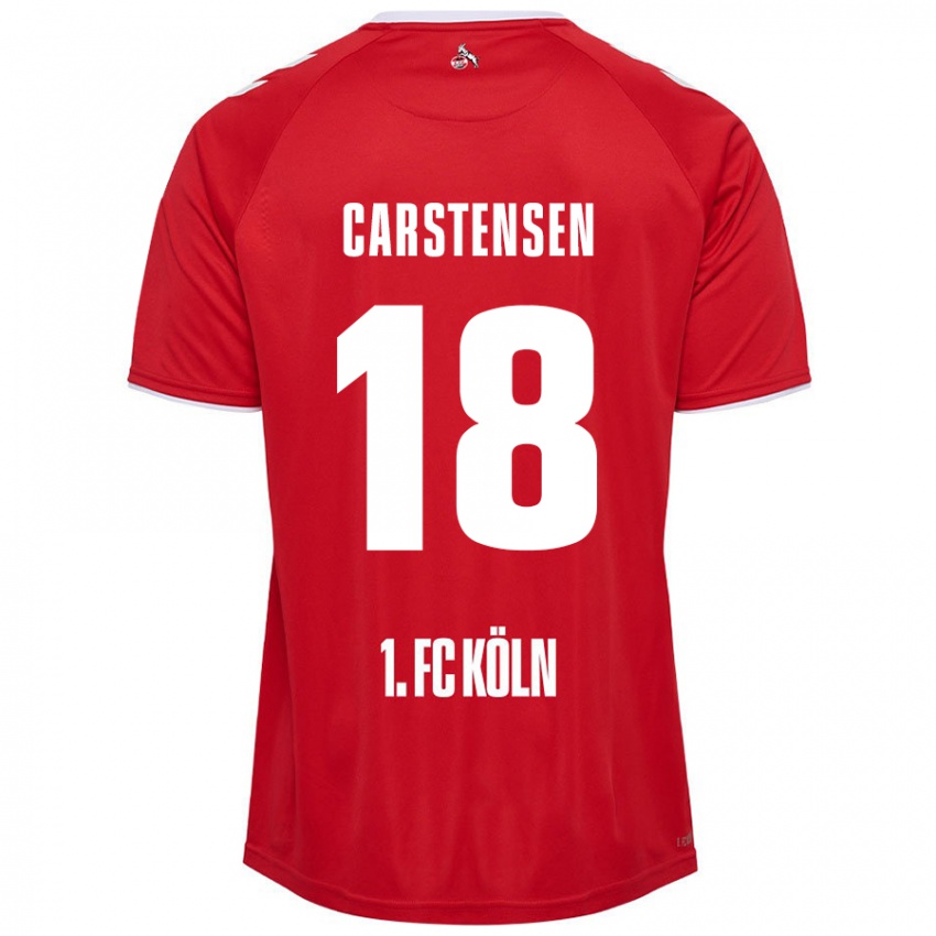 Børn Rasmus Carstensen #18 Rød Hvid Udebane Spillertrøjer 2024/25 Trøje T-Shirt