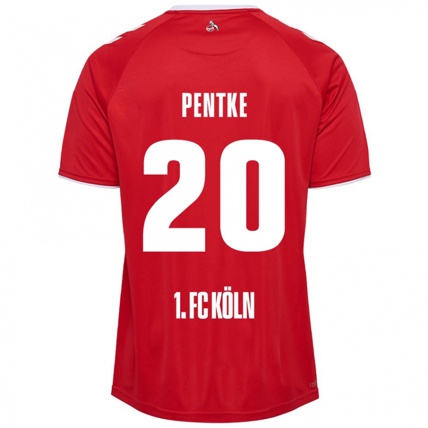 Børn Philipp Pentke #20 Rød Hvid Udebane Spillertrøjer 2024/25 Trøje T-Shirt