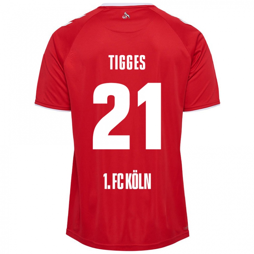 Børn Steffen Tigges #21 Rød Hvid Udebane Spillertrøjer 2024/25 Trøje T-Shirt