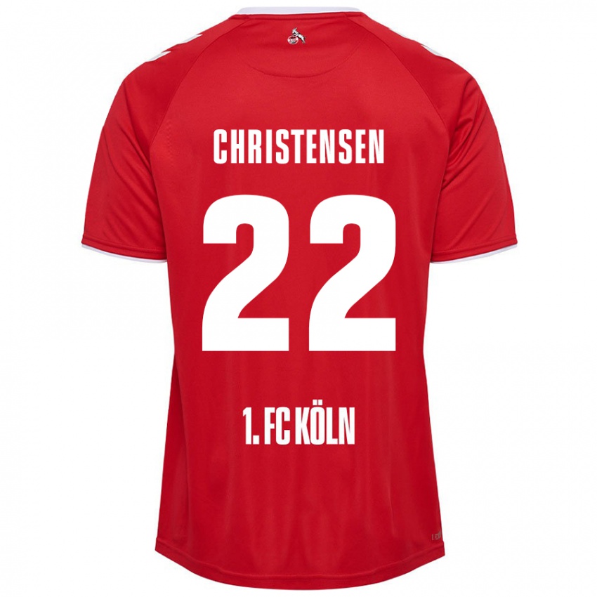 Børn Jacob Christensen #22 Rød Hvid Udebane Spillertrøjer 2024/25 Trøje T-Shirt