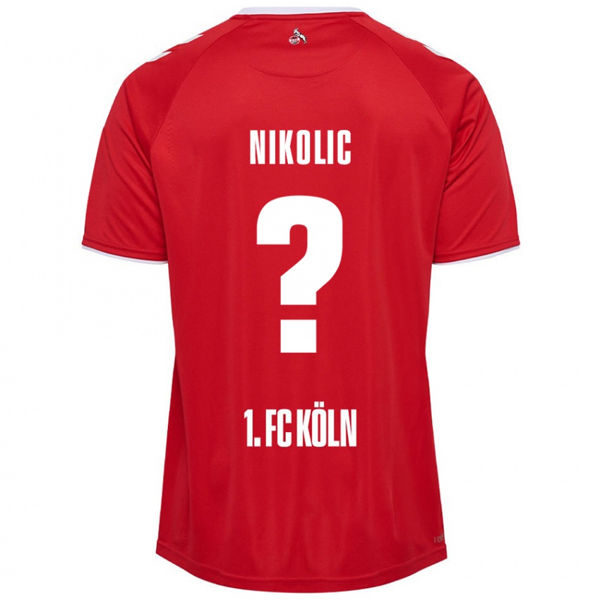 Børn Milan Nikolic #0 Rød Hvid Udebane Spillertrøjer 2024/25 Trøje T-Shirt