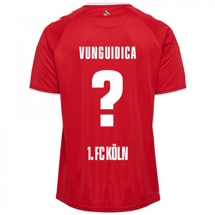 Børn Exaouse Vunguidica #0 Rød Hvid Udebane Spillertrøjer 2024/25 Trøje T-Shirt