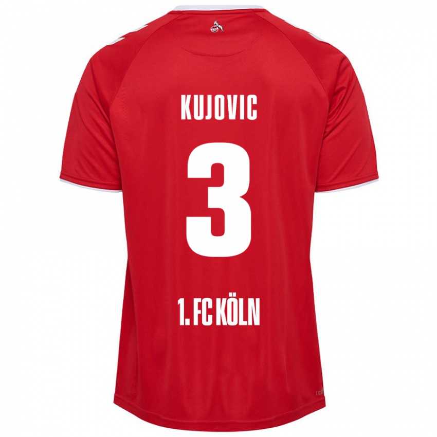 Børn Emin Kujovic #3 Rød Hvid Udebane Spillertrøjer 2024/25 Trøje T-Shirt