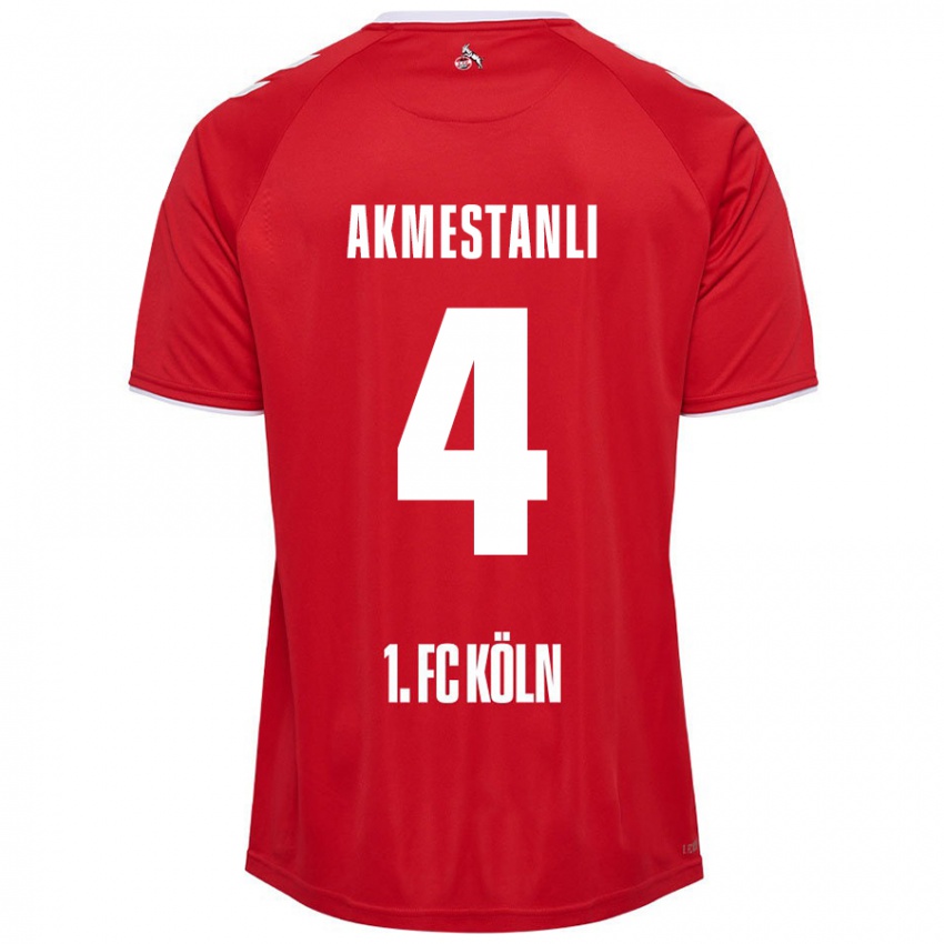 Børn Teoman Akmestanli #4 Rød Hvid Udebane Spillertrøjer 2024/25 Trøje T-Shirt