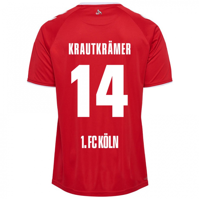 Børn Jakob Krautkrämer #14 Rød Hvid Udebane Spillertrøjer 2024/25 Trøje T-Shirt