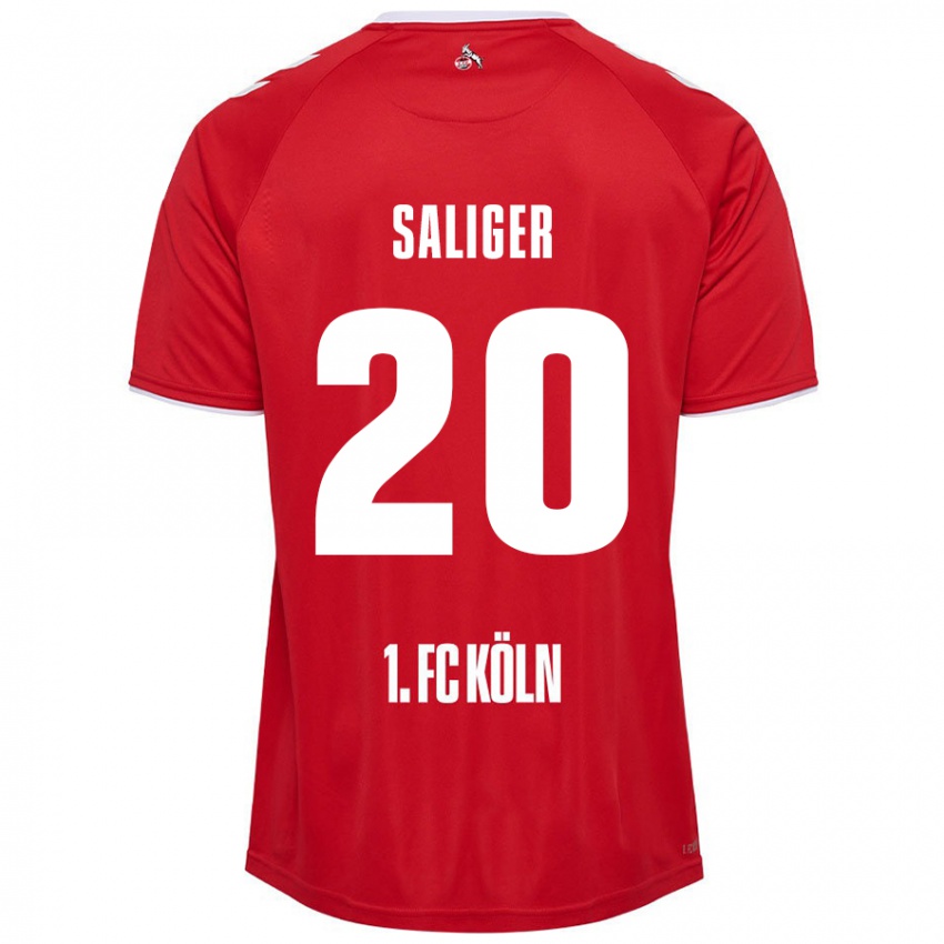 Børn Jonas Saliger #20 Rød Hvid Udebane Spillertrøjer 2024/25 Trøje T-Shirt