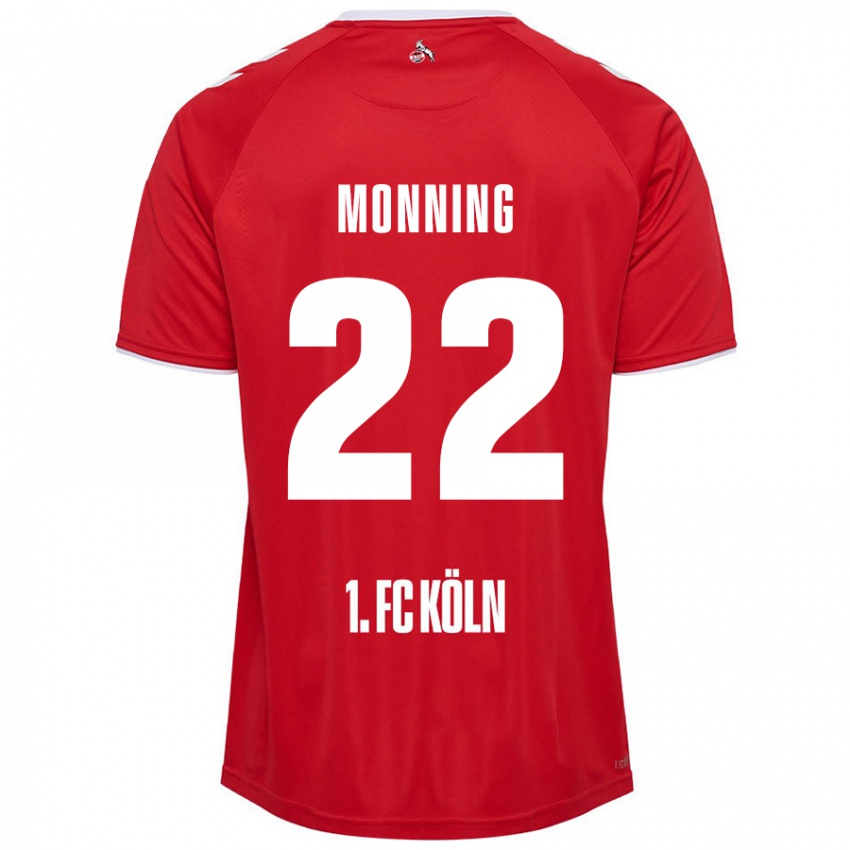 Børn Marlon Monning #22 Rød Hvid Udebane Spillertrøjer 2024/25 Trøje T-Shirt