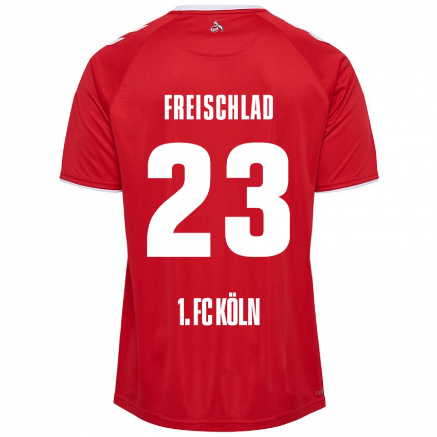 Børn Yannick Freischlad #23 Rød Hvid Udebane Spillertrøjer 2024/25 Trøje T-Shirt