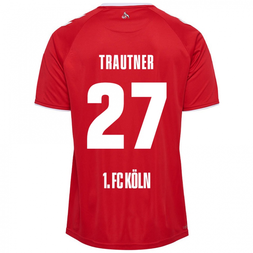 Børn Tobias Trautner #27 Rød Hvid Udebane Spillertrøjer 2024/25 Trøje T-Shirt