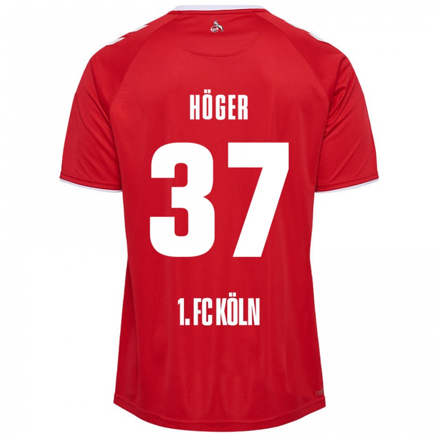 Børn Marco Höger #37 Rød Hvid Udebane Spillertrøjer 2024/25 Trøje T-Shirt