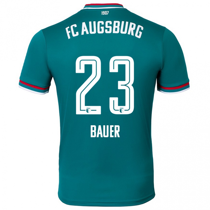 Børn Maximilian Bauer #23 Mørkegrøn Udebane Spillertrøjer 2024/25 Trøje T-Shirt