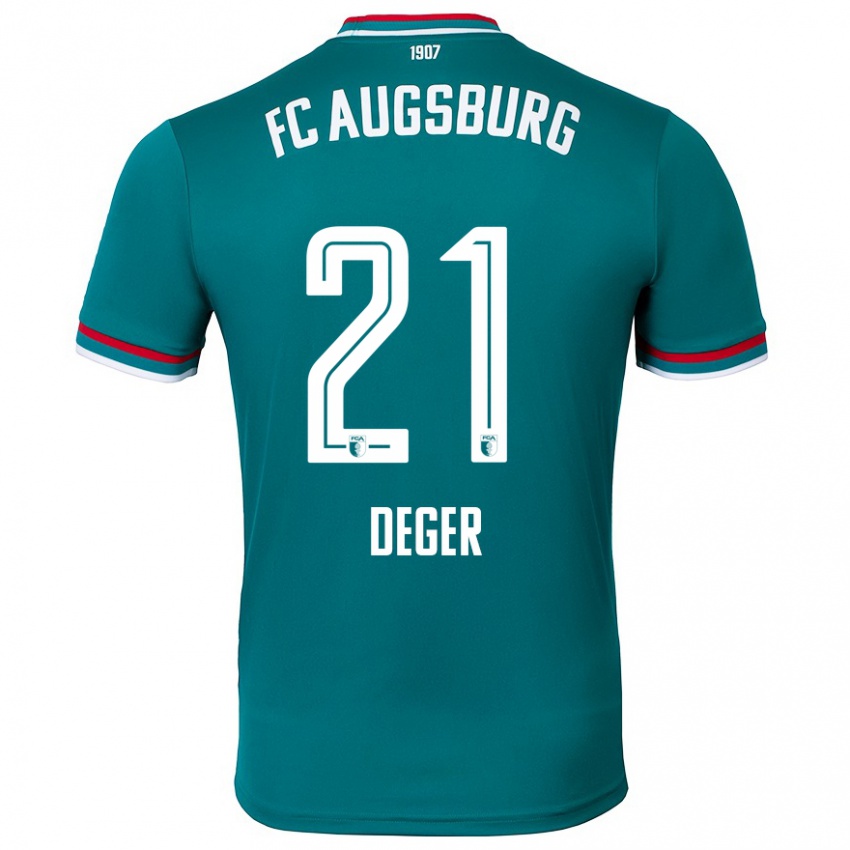 Børn David Deger #21 Mørkegrøn Udebane Spillertrøjer 2024/25 Trøje T-Shirt