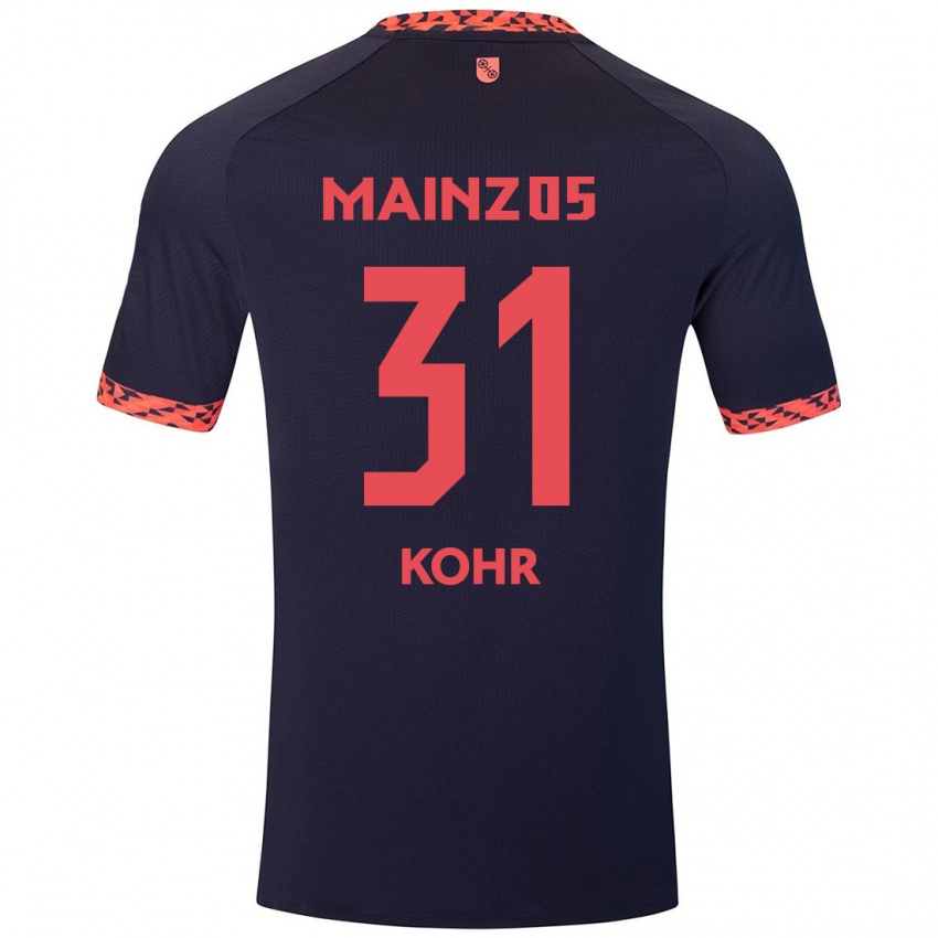 Børn Dominik Kohr #31 Blå Koralrød Udebane Spillertrøjer 2024/25 Trøje T-Shirt