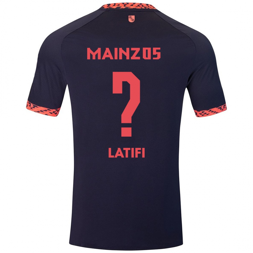 Børn Artan Latifi #0 Blå Koralrød Udebane Spillertrøjer 2024/25 Trøje T-Shirt