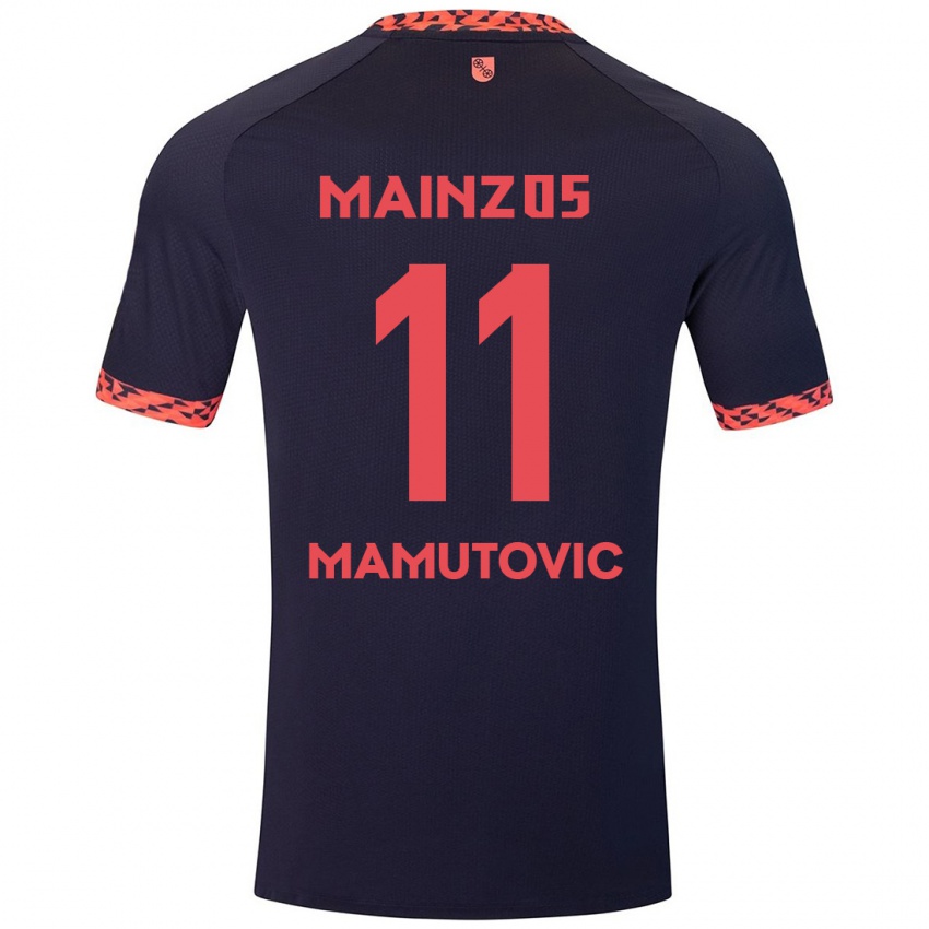 Børn David Mamutovic #11 Blå Koralrød Udebane Spillertrøjer 2024/25 Trøje T-Shirt