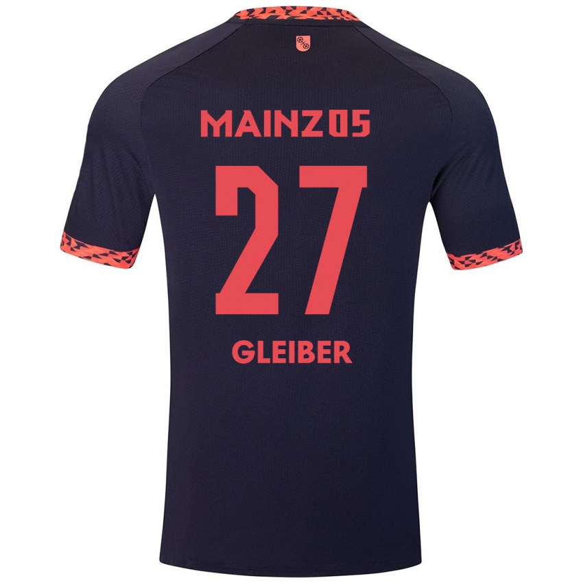 Børn Daniel Gleiber #27 Blå Koralrød Udebane Spillertrøjer 2024/25 Trøje T-Shirt