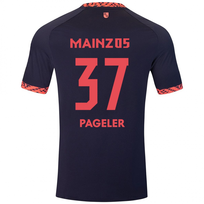 Børn Maja Pageler #37 Blå Koralrød Udebane Spillertrøjer 2024/25 Trøje T-Shirt