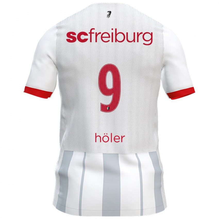 Børn Lucas Höler #9 Hvid Grå Udebane Spillertrøjer 2024/25 Trøje T-Shirt