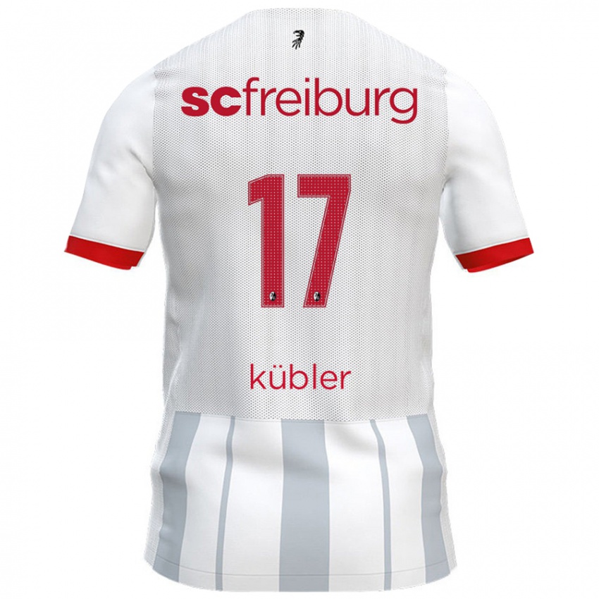 Børn Lukas Kübler #17 Hvid Grå Udebane Spillertrøjer 2024/25 Trøje T-Shirt