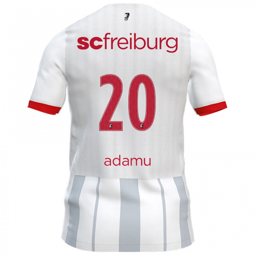 Børn Junior Adamu #20 Hvid Grå Udebane Spillertrøjer 2024/25 Trøje T-Shirt