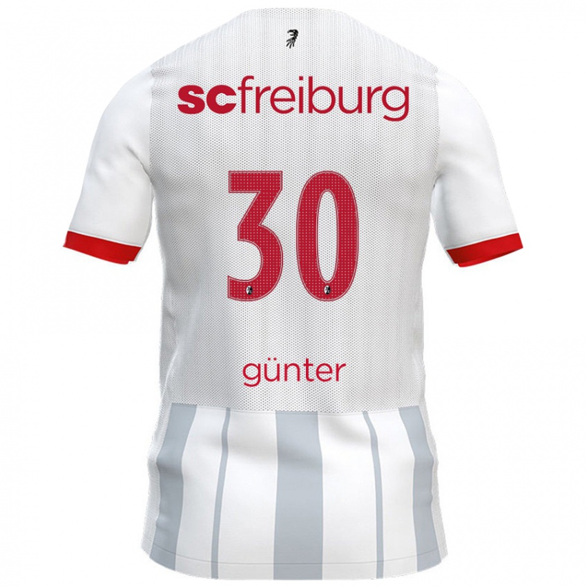 Børn Christian Günter #30 Hvid Grå Udebane Spillertrøjer 2024/25 Trøje T-Shirt