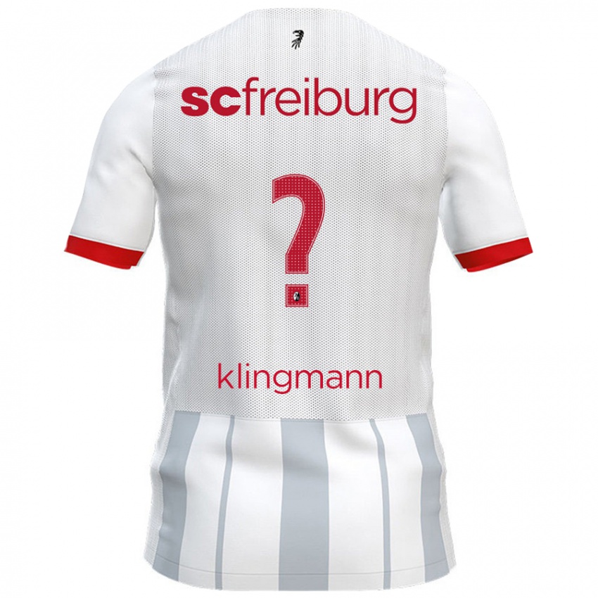 Børn Sebastian Klingmann #0 Hvid Grå Udebane Spillertrøjer 2024/25 Trøje T-Shirt