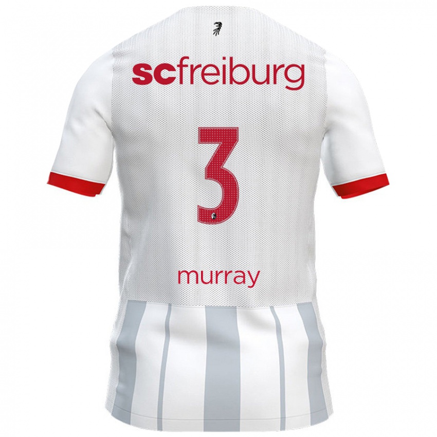 Børn Drew Murray #3 Hvid Grå Udebane Spillertrøjer 2024/25 Trøje T-Shirt