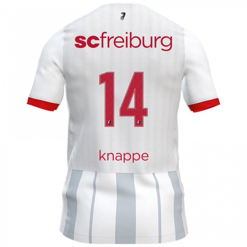 Børn Davino Knappe #14 Hvid Grå Udebane Spillertrøjer 2024/25 Trøje T-Shirt