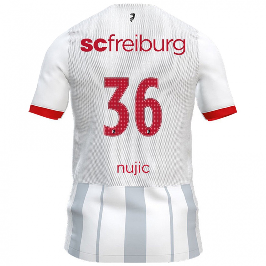 Børn Luka Nujic #36 Hvid Grå Udebane Spillertrøjer 2024/25 Trøje T-Shirt